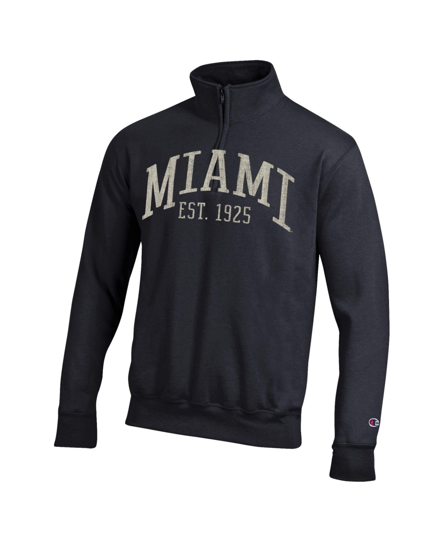 Men's Black Miami Hurricanes Powerblend Quarter-Zip Pullover Sweatshirt
