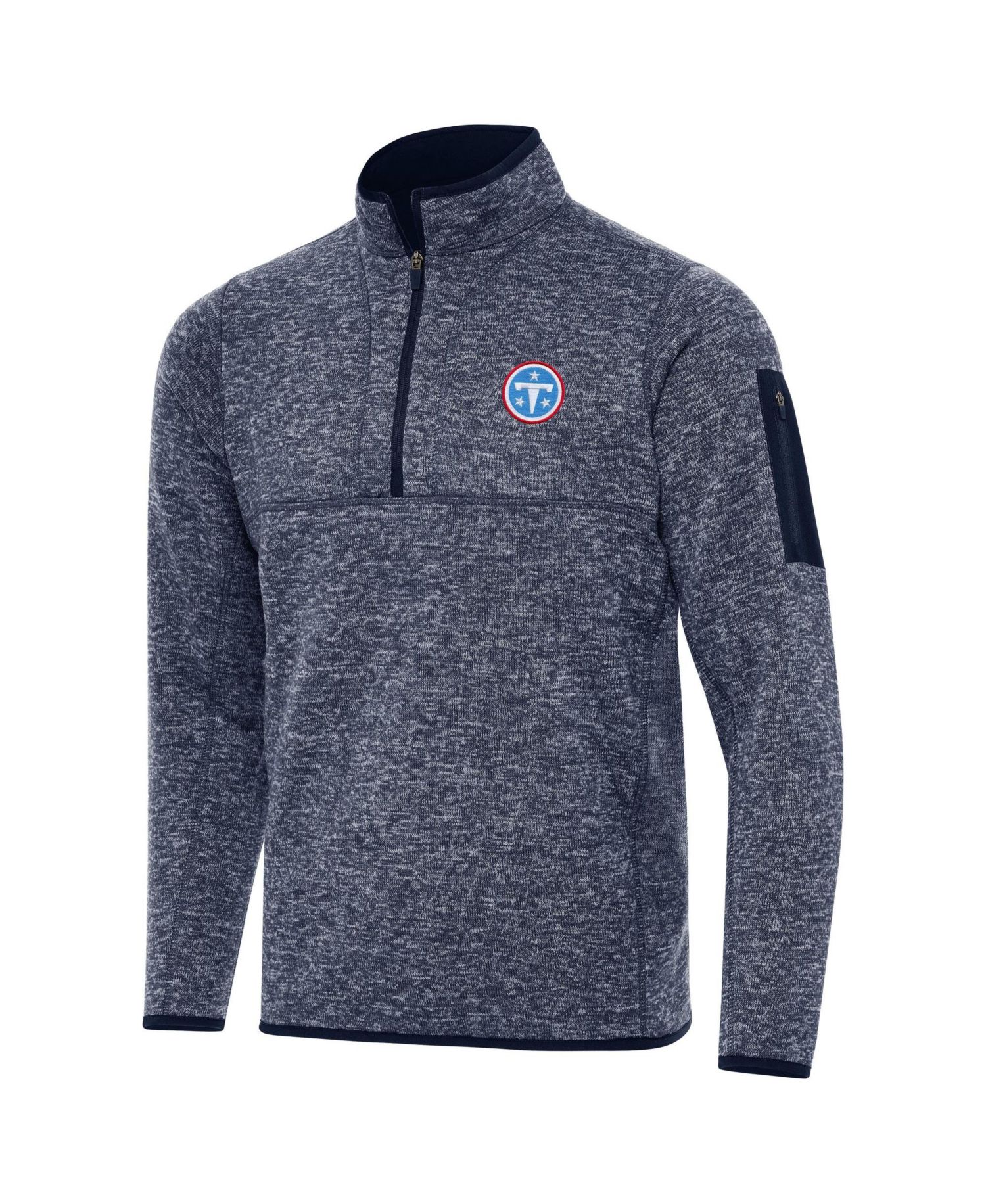 Men's Heather Navy Tennessee Titans Fortune Quarter-Zip Pullover Sweatshirt