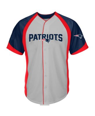 Men's Gray New England Patriots Big & Tall Button-Up Fashion T-Shirt
