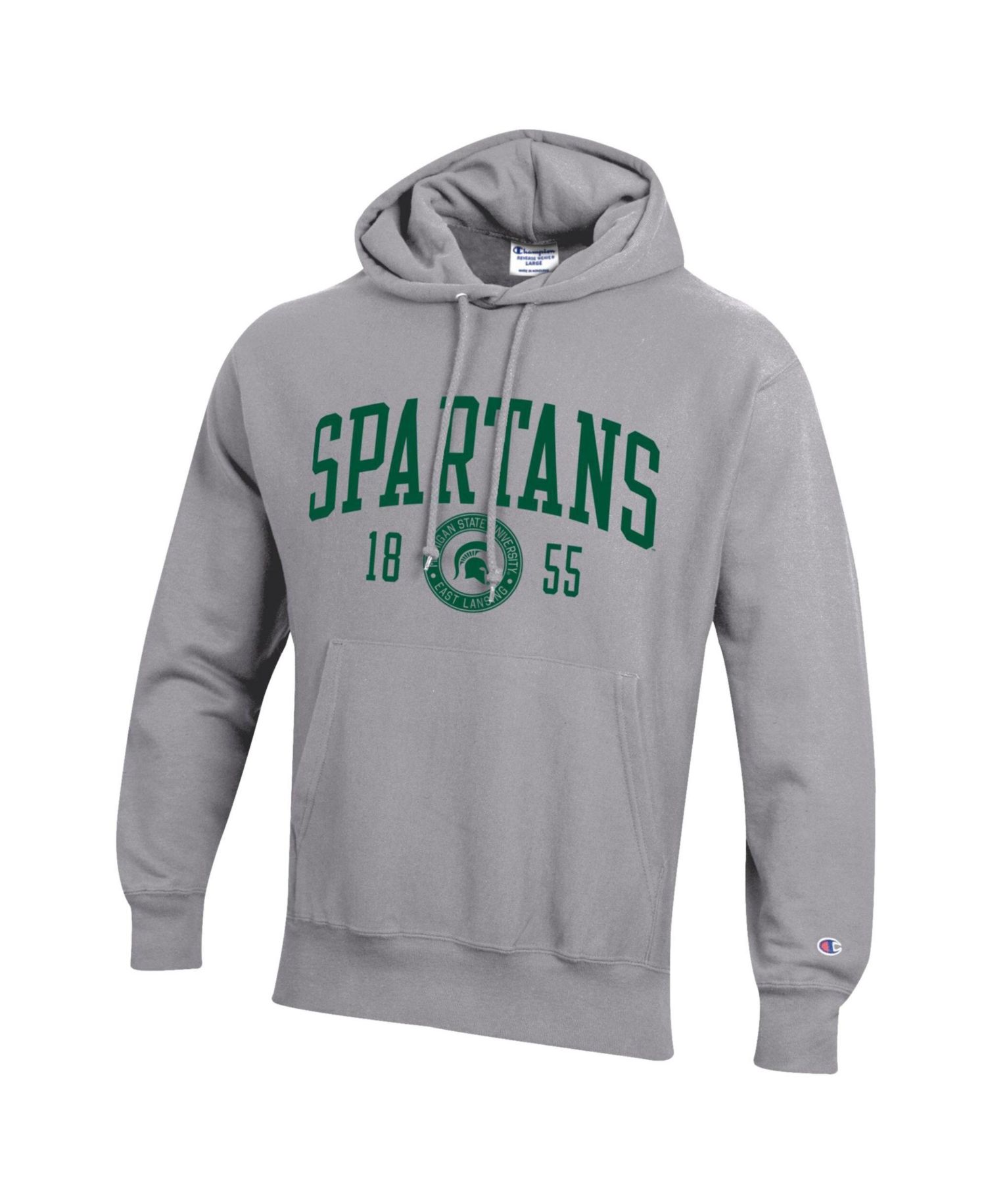 Men's Heather Gray Michigan State Spartans Established Reverse Weave Hoodie