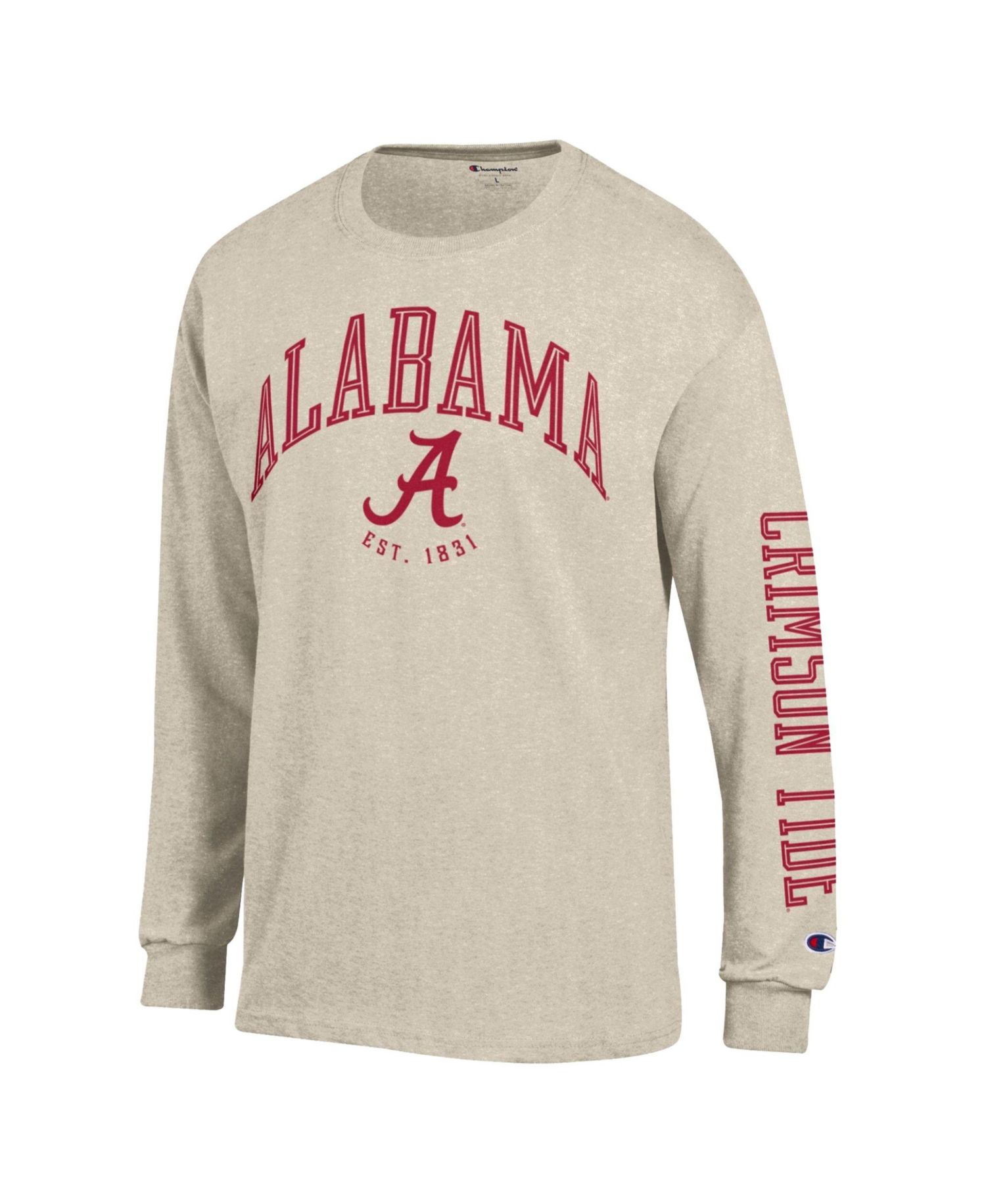 Men's Heather Oatmeal Alabama Crimson Tide Neutral Arch Long-Sleeve T-Shirt