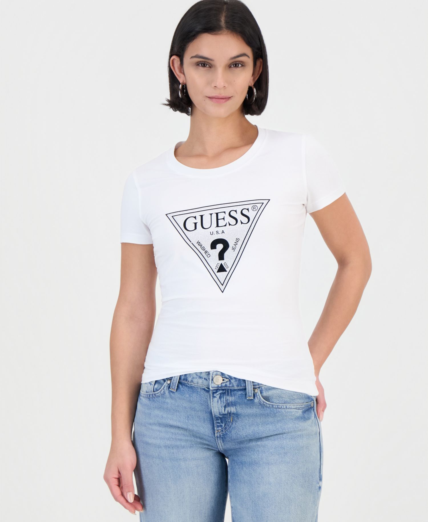 Women's Crystal Triangle Crewneck Graphic Print T-Shirt