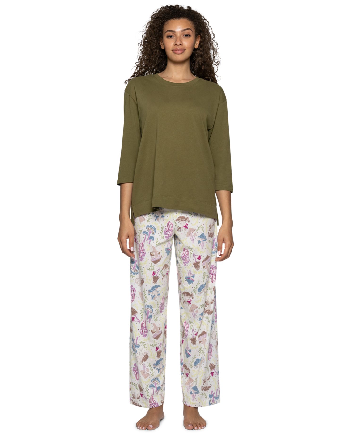Women's Shroom Bloom Cotton-Blend Relaxed-Fit Mushroom-Print Pajama Pants