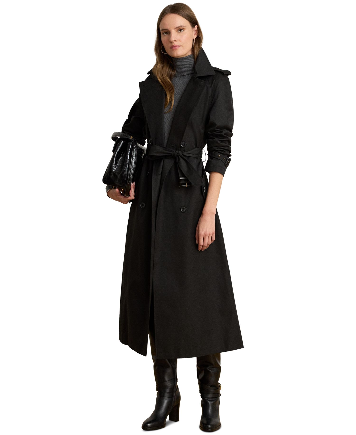 Women's Double-Breasted Maxi Trench Cotton-Blend Coat