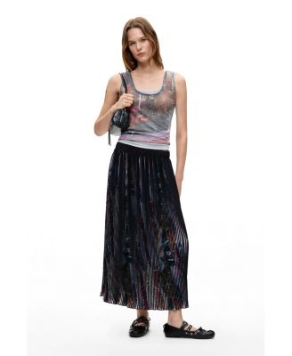 Women's Floral Pleated Midi Skirt