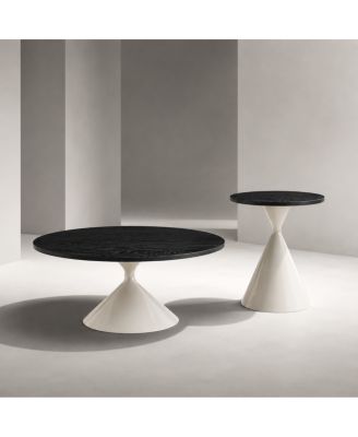  2-Piece  Round Coffee Table Set with Steel Base