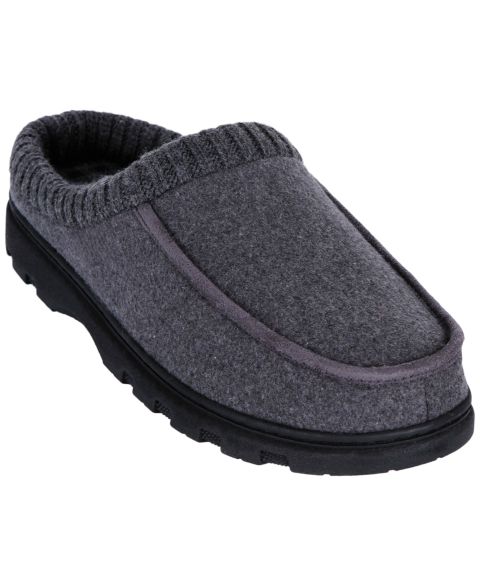 Мужские сабо Isotoner Knit Collar Sock Clog Slippers, цвет: Угольный