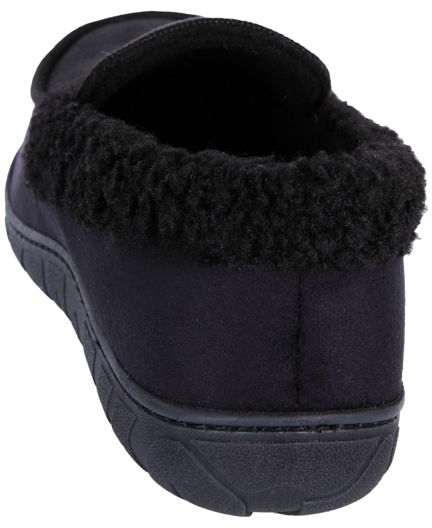 Мужские тапочки Isotoner Moccasin Berber Cuff Slippers, цвет: Чёрный — фото 3