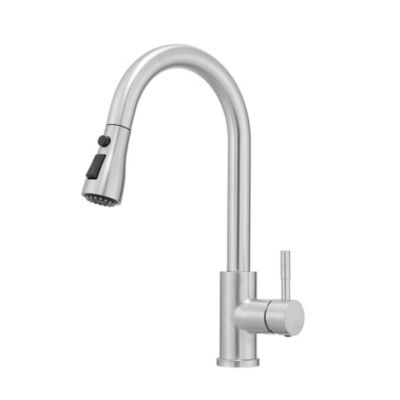 Single Handle High Arc Pull-Down Kitchen Faucet, Stainless Steel with 3-Mode Sprayer and 360degree(s) Swivel