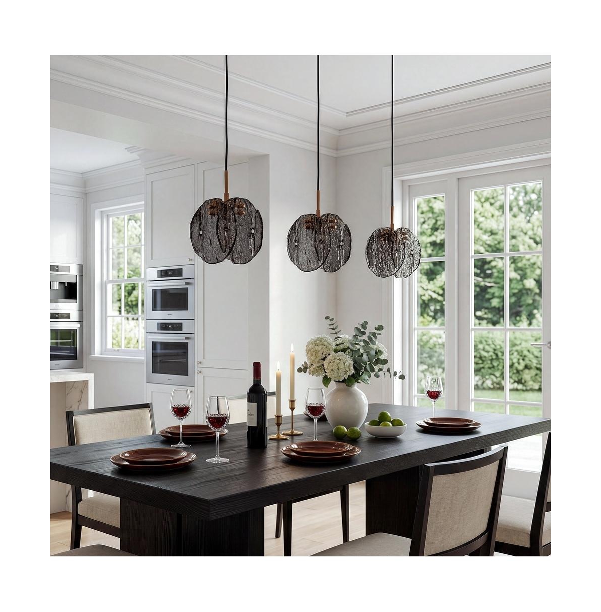 Tribesigns 1-Light Smoky Glass Pendant Light with Adjustable Height
