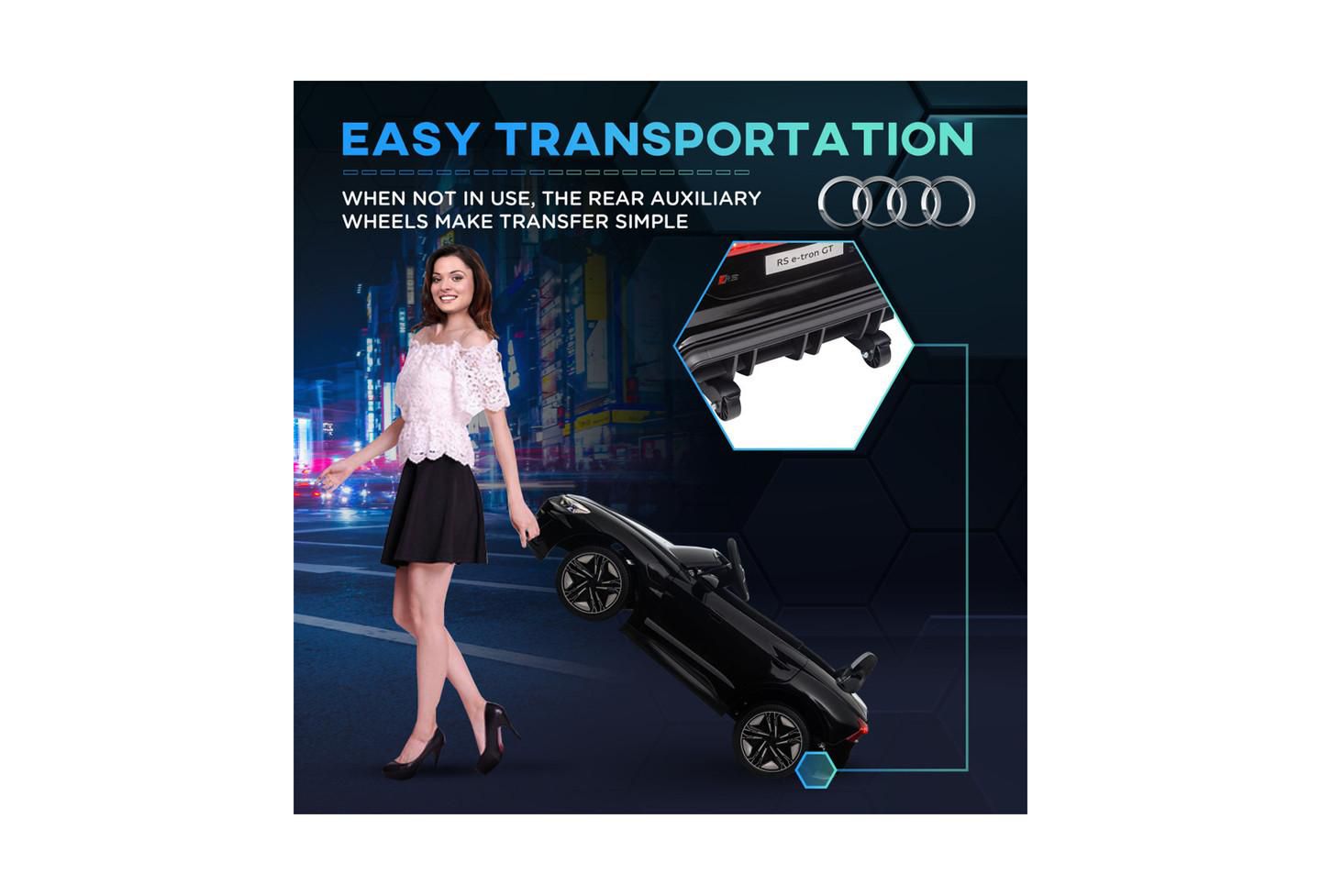 Детская игрушка YOBTOP Audi RS E-tron GT 12V Licensed Remote-Control Electric Ride-On Car, 55 lb. Capacity, от 3 лет, цвет: Чёрный — фото 5