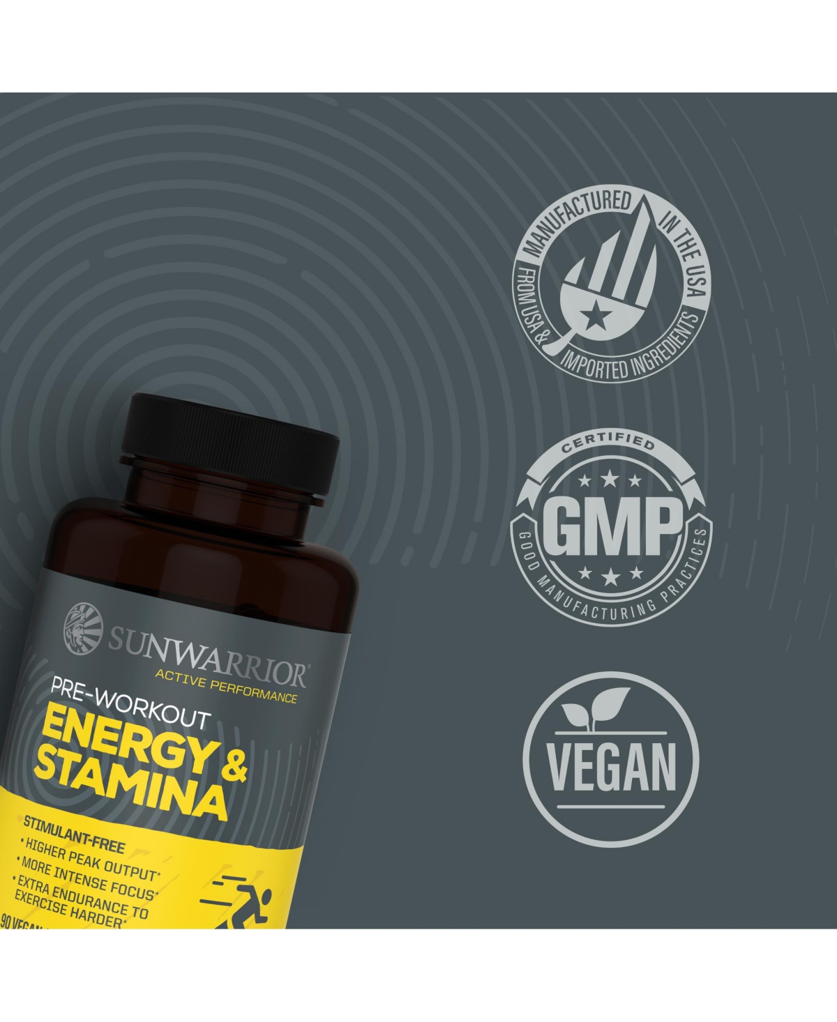 Sunwarrior Active Energy and Stamina Capsules, 90 Capsules, 30 Servings
