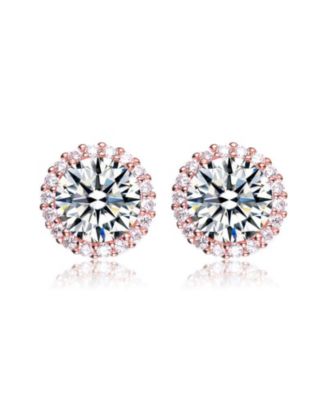 Dainty 12MM Sterling Silver Radiant CZ Button Stud Earrings
