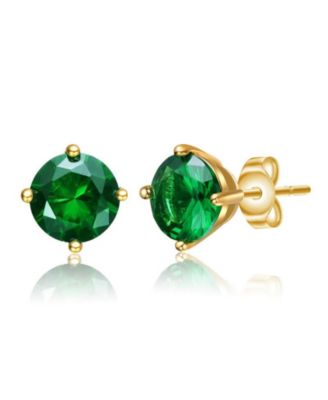Dainty 14K Gold Plated 7MM Cubic Zirconia Mini Stud Earrings