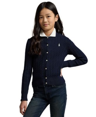 Girls' 7-16 Cable-Knit Cotton Cardigan