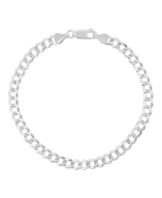 Solid Curb Chain Bracelet in Sterling Silver