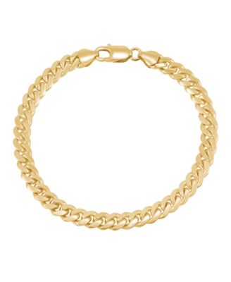 Solid Cuban Chain Bracelet in 18k Gold-Plated Sterling Silver