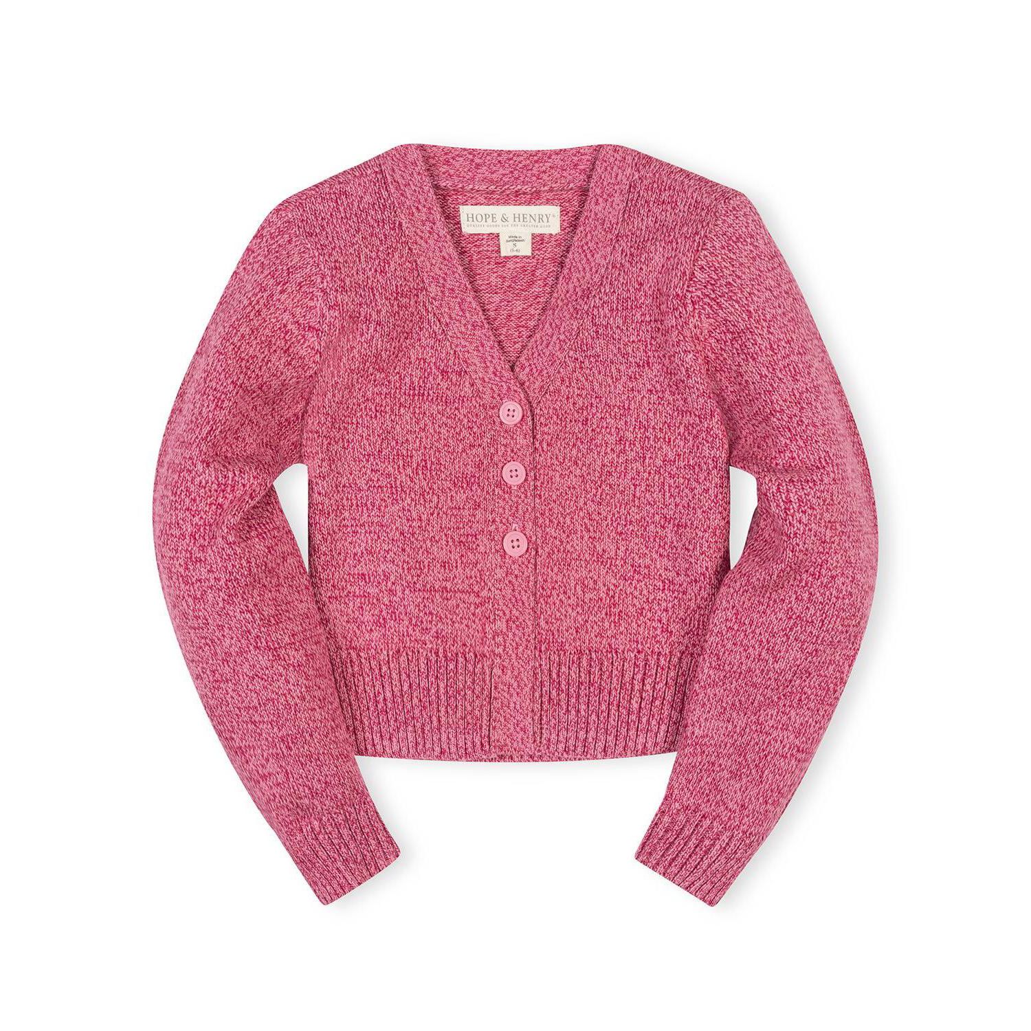 Little and Big Girls' (XXS-L) Organic V-Neck Cardigan Sweater