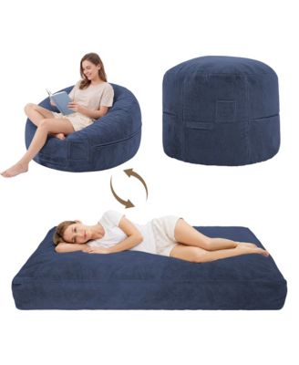 4 in 1 Bean Bag Chair for Adult, Large Beanbag with Memory Foam and Removable Cover, Oversized Ultra Soft Velvet Lazy Sofa Couch Bed