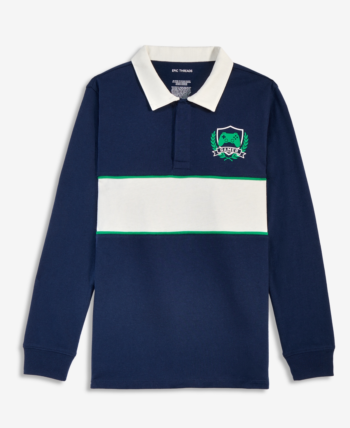 Epic Threads Boys' 4-20 Color Block Rugby Long-Sleeve Polo Pullover, Macy's Exclusive