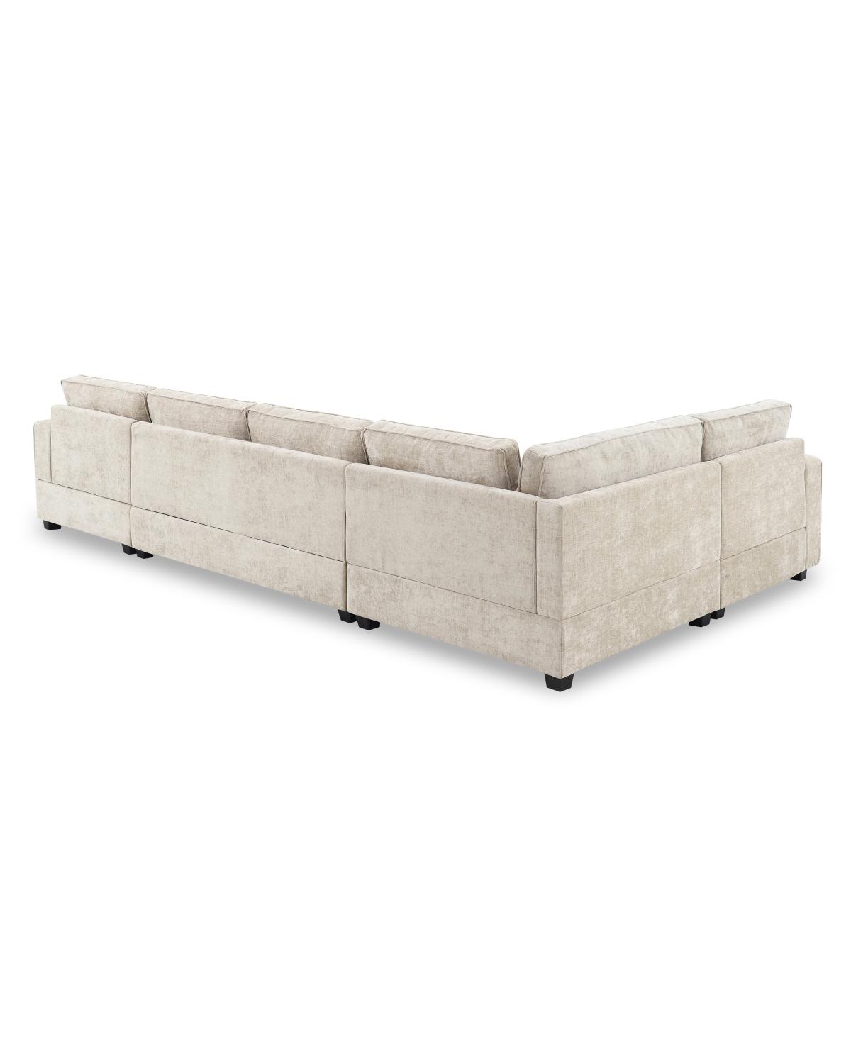 Streamdale Furniture 117.5" 6-Seat U-Shaped Chenille Sectional Sofa with Cup Holders and Chaise