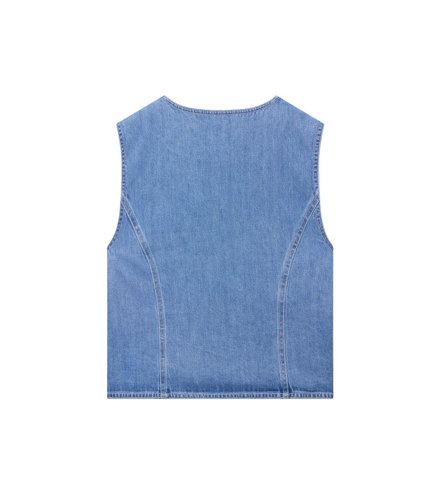 Women's Sleeveless Scallop Detail Denim Waistcoat
