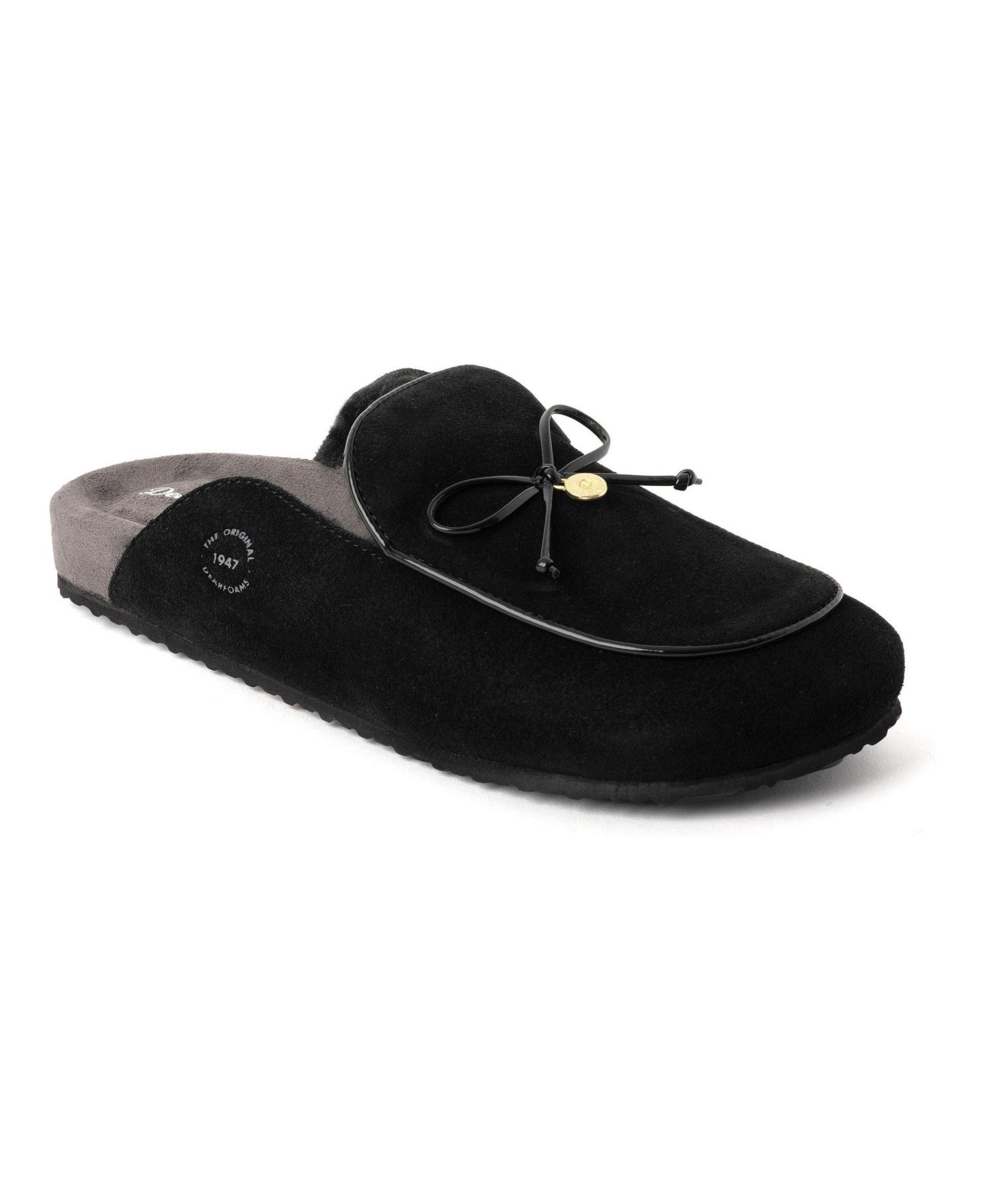 Женские тапочки Dearfoams Falan Genuine Suede Scuff Slippers, цвет: Чёрный — фото 1