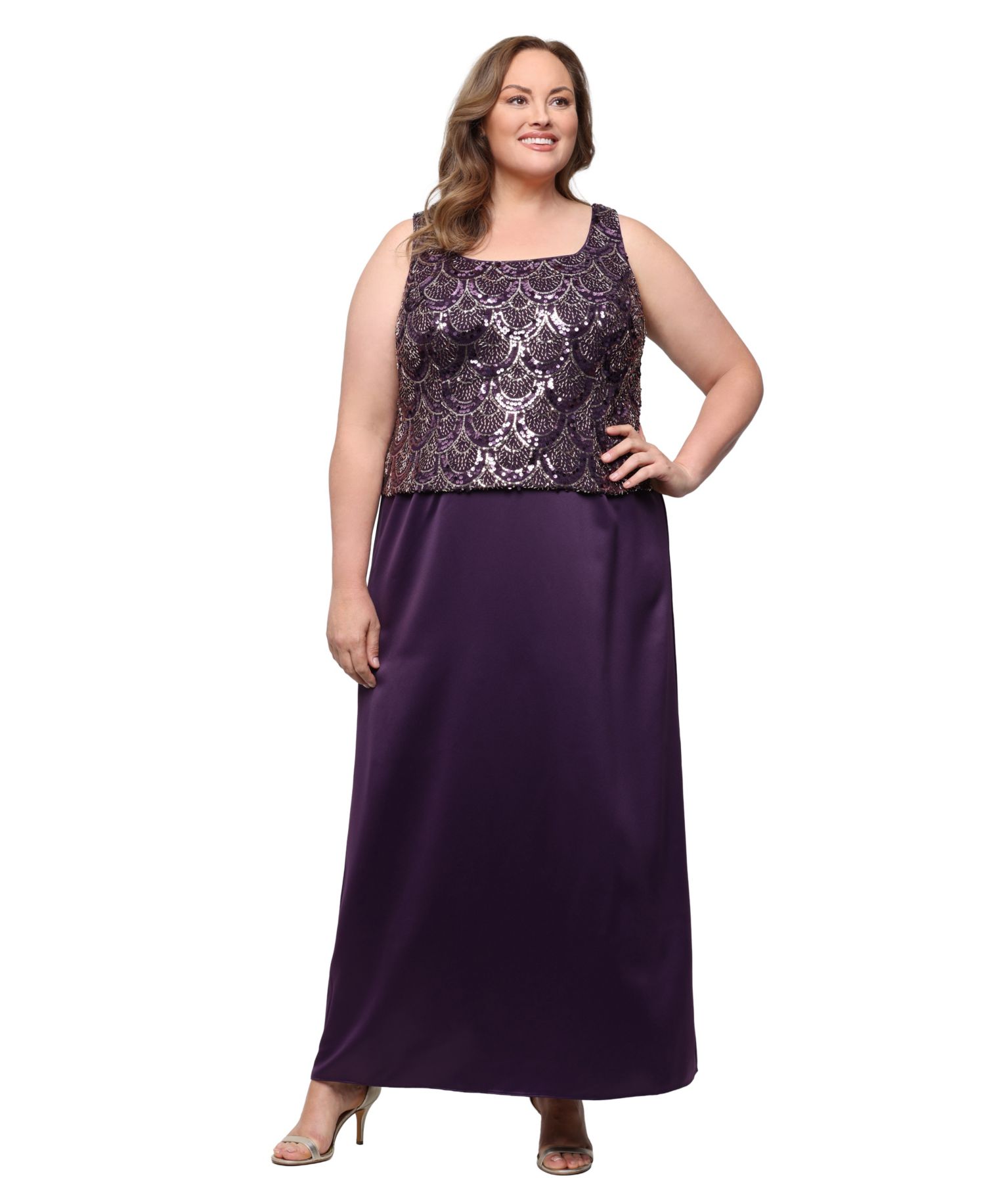 Plus Size Long Sequin Jacket Dress