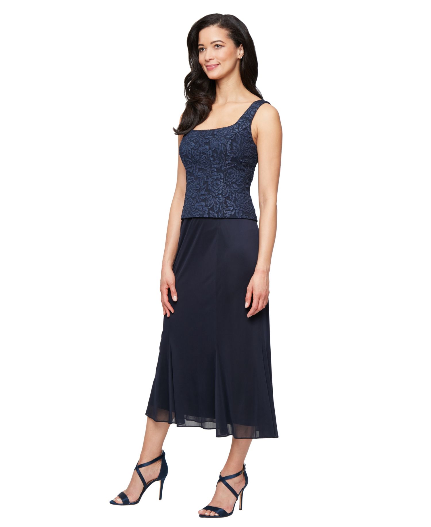 Petite Textured Jacquard Tea-Length Midi Jacket Dress