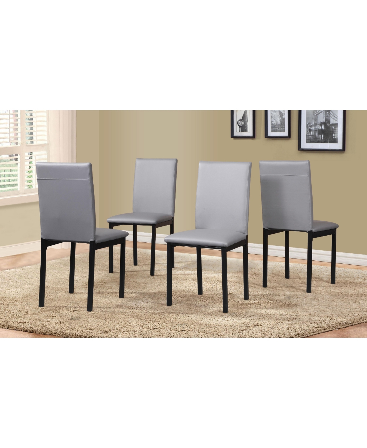 Flynama 5-Piece Metal Dining Set, Laminated Faux Marble Top Table and 4 Faux Leather Chairs