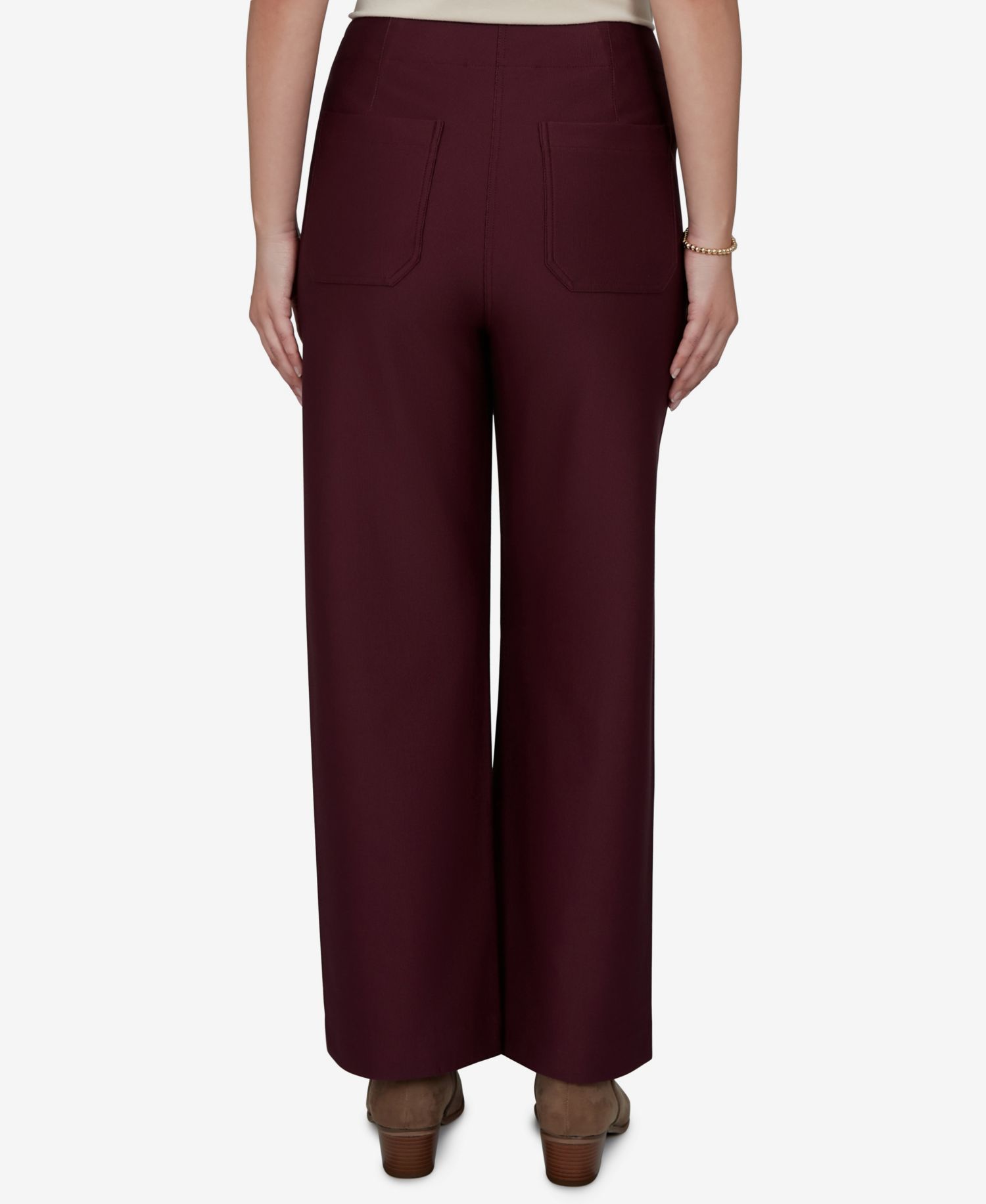 Petite Solid Pique Wide Leg Pull-On Pants