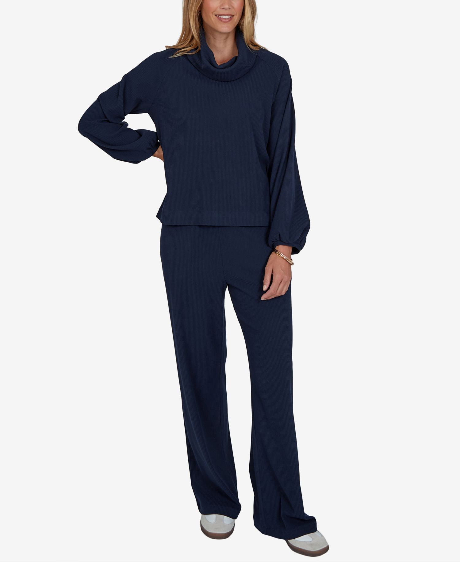 Petite Cowl Neck Ribbed Top