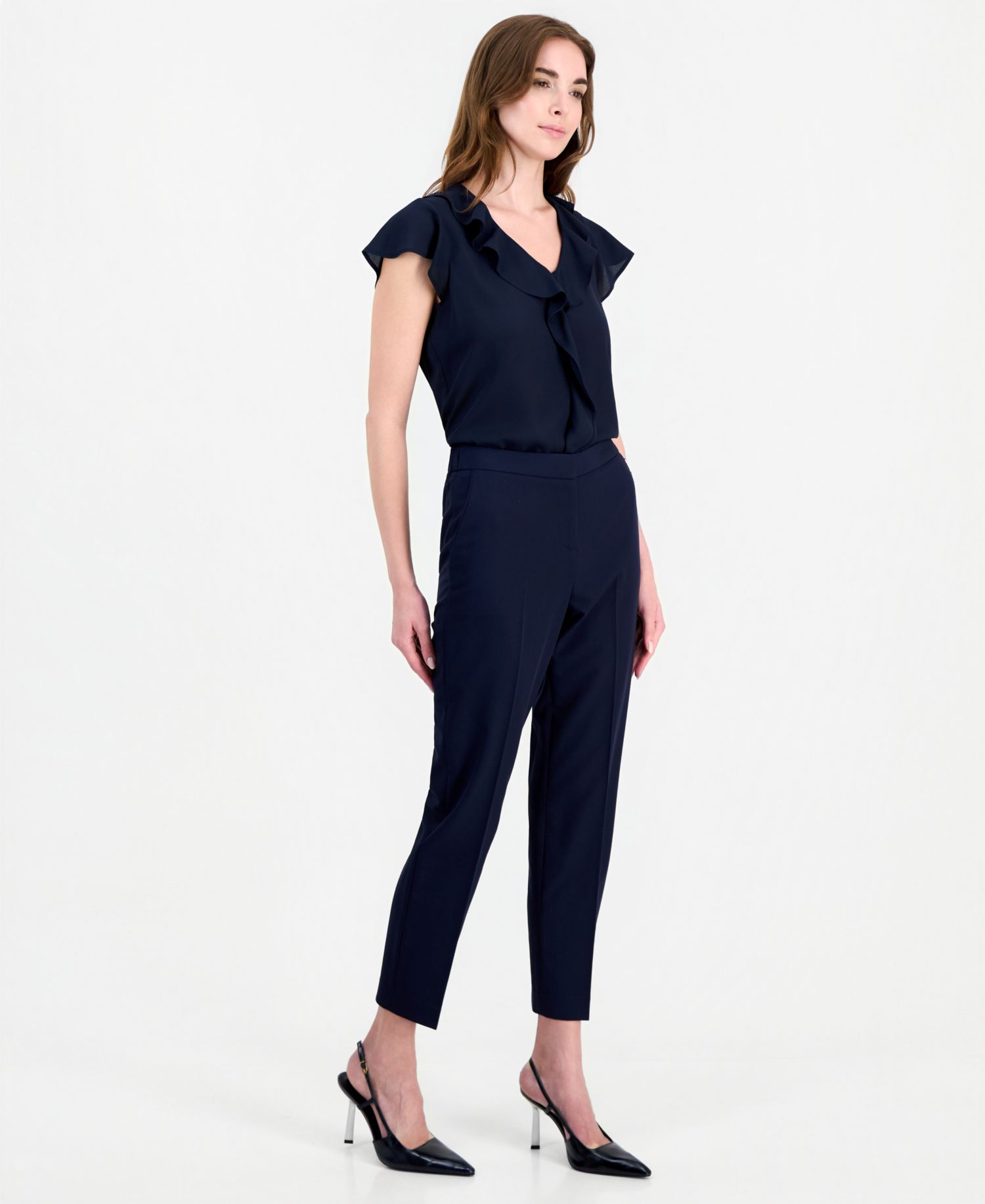 Women's Straight-Leg Mid-Rise Elastic-Back Pants