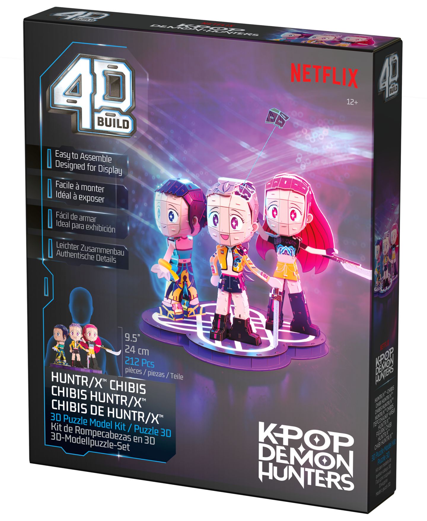 KPop Demon Hunters Детские игрушки Spin Master Toys & Games Spin Master 4D Build KPOP Huntrix Chibi Set, 212-Piece 3D Puzzle, Ages 12+ — фото 2