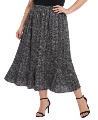 Plus Size Midi High-Waisted A-Line Skirt