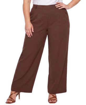 Plus Size High-Rise Wide-Leg Pull-On Pants