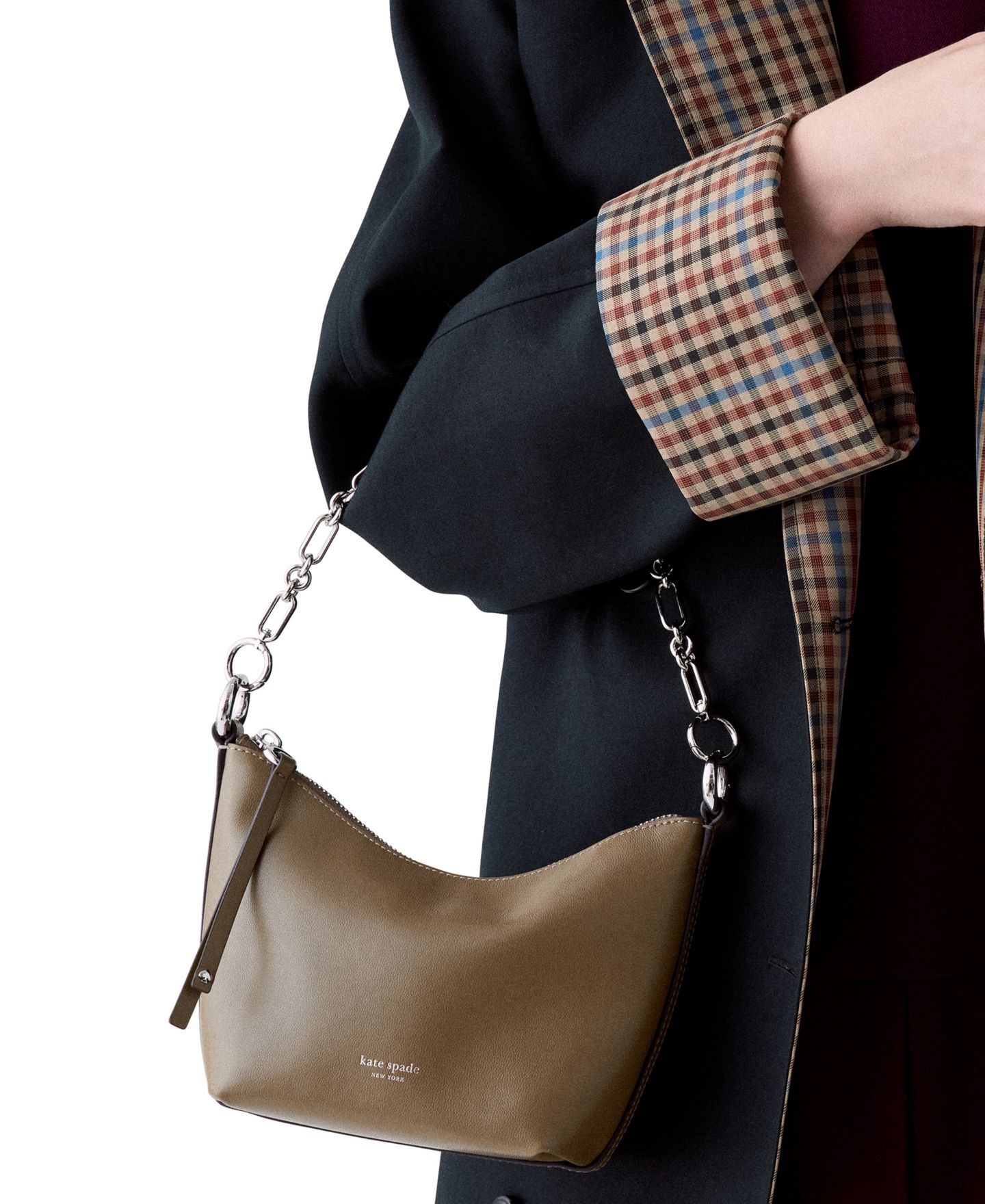 Женская сумка Kate Spade New York Halo Chain Small Leather Shoulder Handbag, цвет: Driftwood — фото 7
