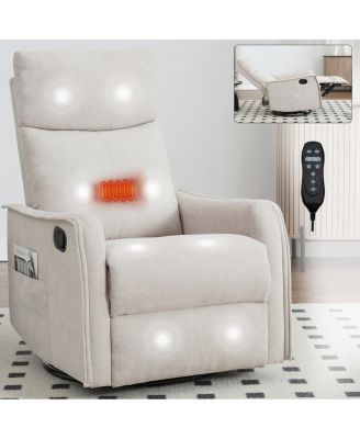  Fabric Manual Recliner Chair with Heat, Massage, Rocker and Swivel