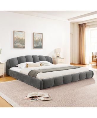 King Size Elegant Chenille Upholstered Platform Bed Frame