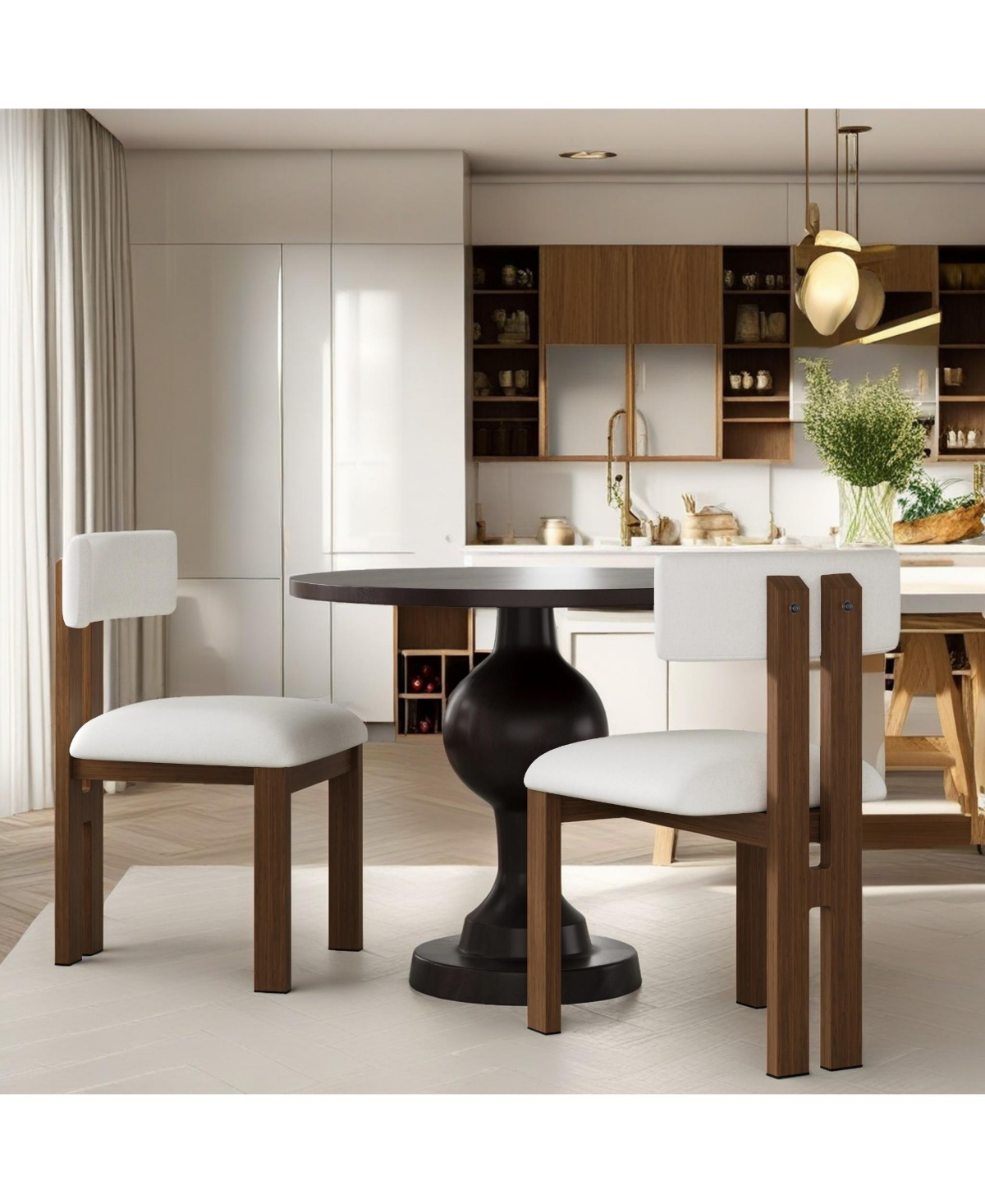 Flynama Set of 2 Upholstered Armless Dining Chairs with Metal Legs, Modern Dining Room Chairs