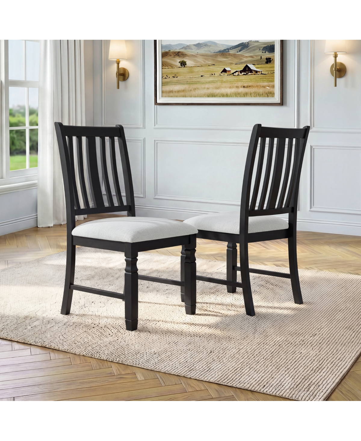 Streamdale Furniture Set of 2 Upholstered Farmhouse Dining Chairs