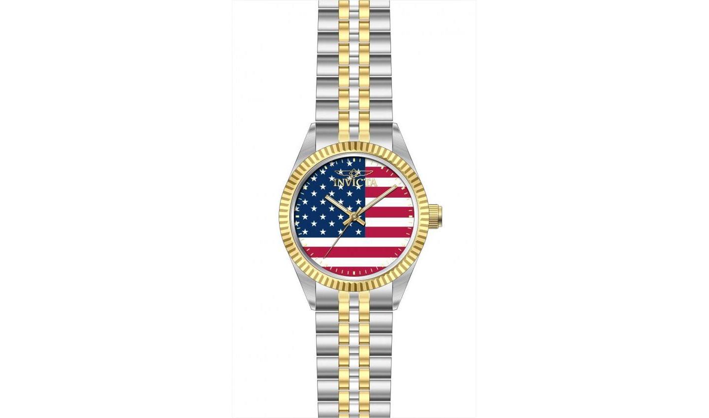 Мужские часы Invicta Specialty 50421 43mm Quartz - Red, White and Blue Dial, Two-Tone Gold and Steel Bracelet, цвет: Двухцветный — фото 2