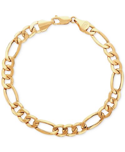 gold bracelet figaro italian link bracelets 10k mens jewelry