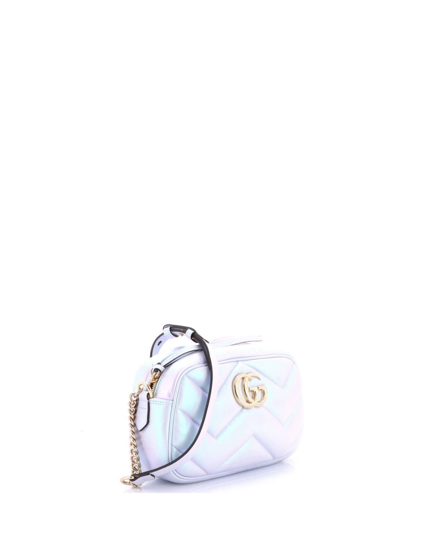 Small GG Marmont Shoulder Bag Chevron Iridescent Leather