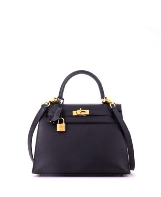 Pre-Owned Hermes Kelly 25 Handbag Black Epsom with Gold Hardware