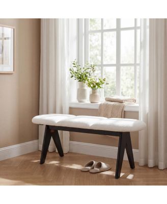 Upholstered 53" Entryway Bench with Fabric and Black Legs
