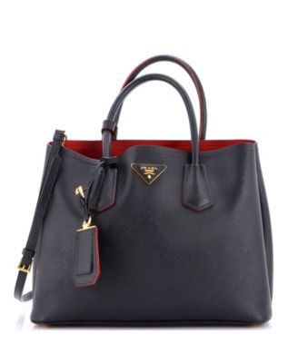 Medium Cuir Double Tote Saffiano Leather