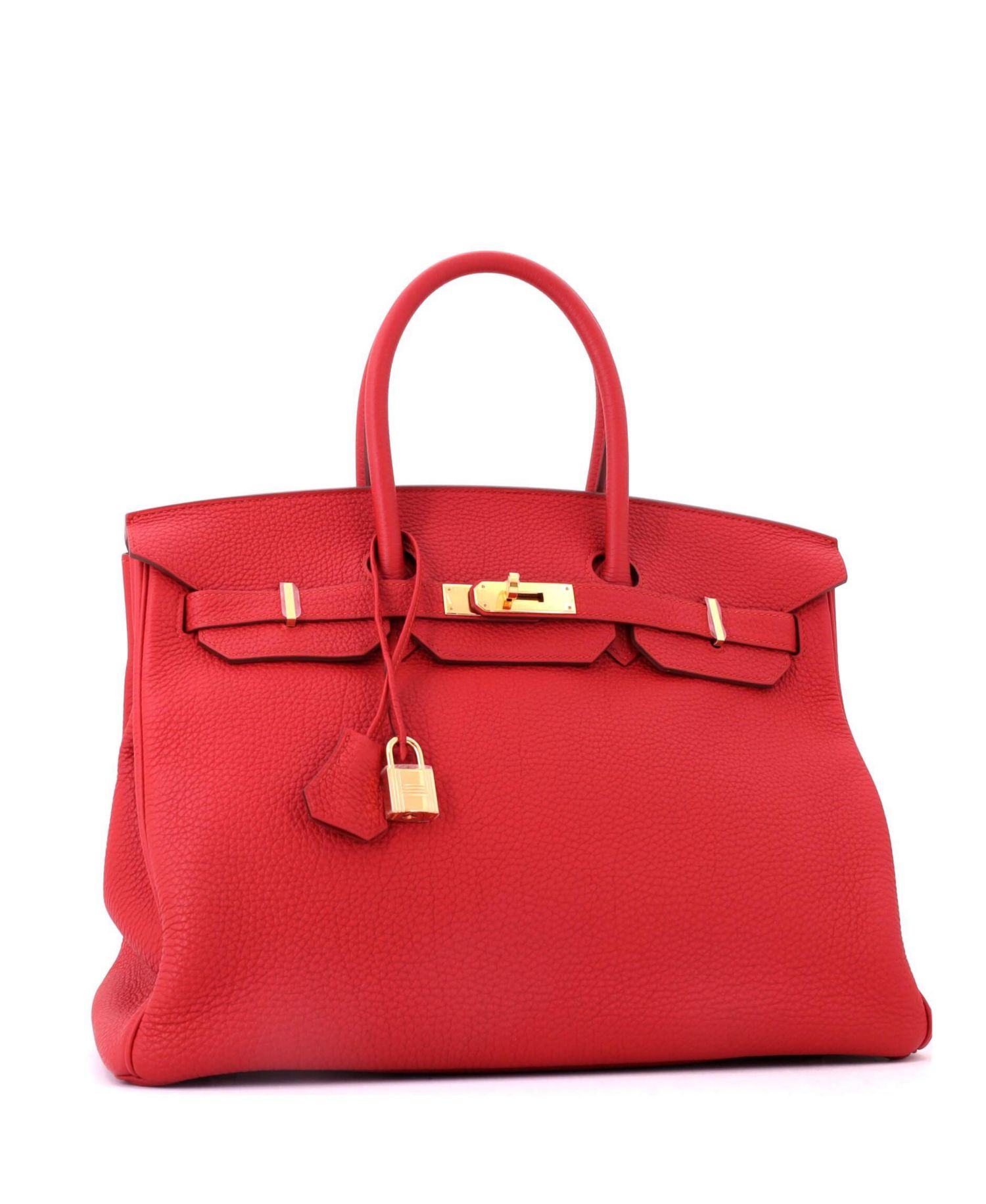 Pre-Owned Hermes Birkin 35 Handbag Red Togo with Gold Hardware