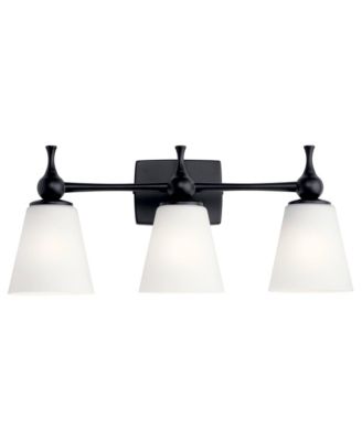 Cosabella 24" Wide 3-Light Black and Opal Glass Bath Light
