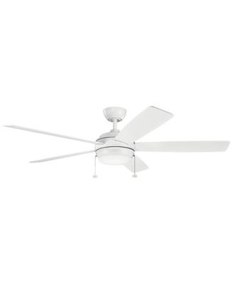 60" Starkk Matte White LED Ceiling Fan with Pull Chain